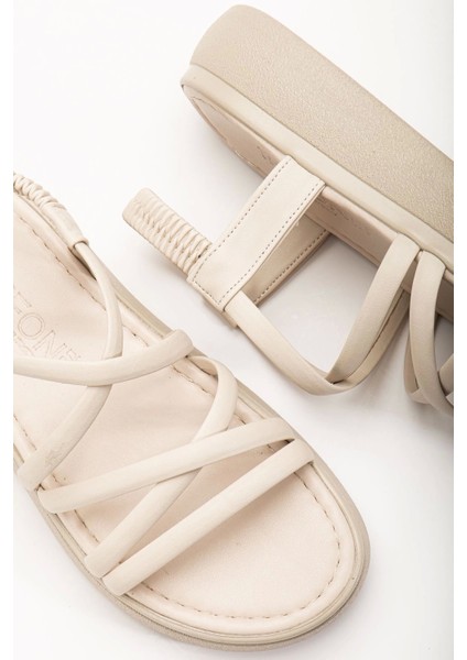 24413-841 Bej Dolgu Topuk Kadın Sandalet indirimleri