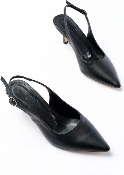 ST-1152 Siyah Günlük 7 cm Topuklu Kadın Ayakkabı