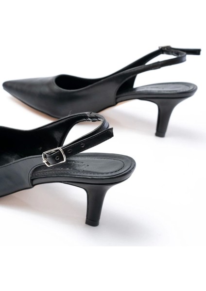ST-1152 Siyah Günlük 7 cm Topuklu Kadın Ayakkabı