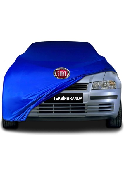 Fiat Stilo Mavi Kumaş Araba Branda Logolu Kumaş Araba Brandası Penye Oto Branda