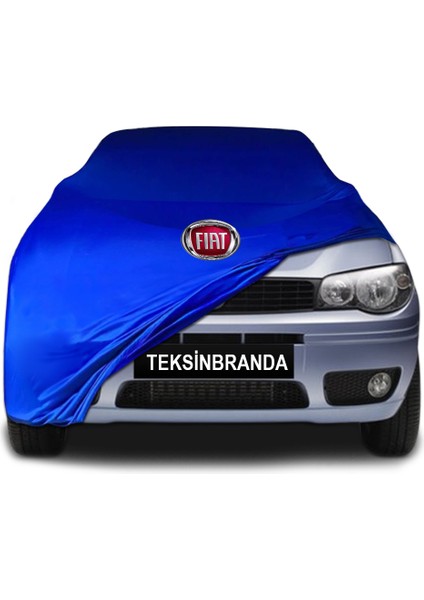 Fiat Albea Mavi Kumaş Araba Branda Logolu Kumaş Araba Brandası Penye Oto Branda
