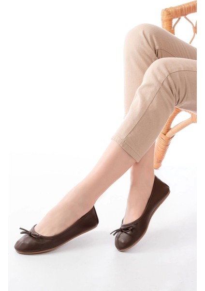 6101 Kahve Günlük Fiyonklu Kadın Babet fiyatları