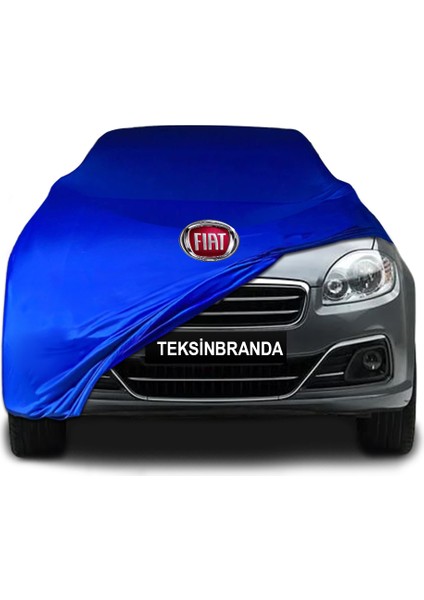Fiat Linea Sedan Mavi Kumaş Araba Branda Logolu Kumaş Araba Brandası Penye Oto Branda