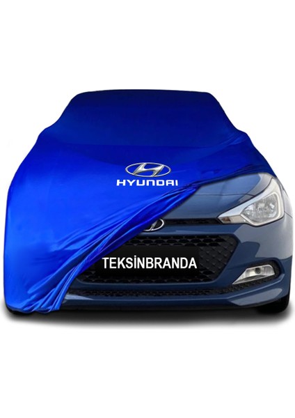 Hyundai I20 (2014 - 2020) Mavi Kumaş Araba Branda Logolu Kumaş Araba Brandası Penye Oto Branda