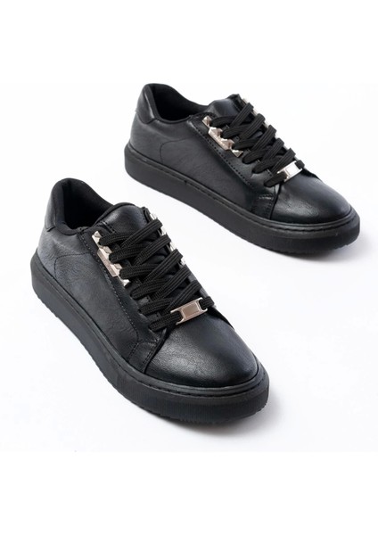 P-910 Siyah Bağcıklı Taban Dikişli Günlük Kadın Spor modelleri