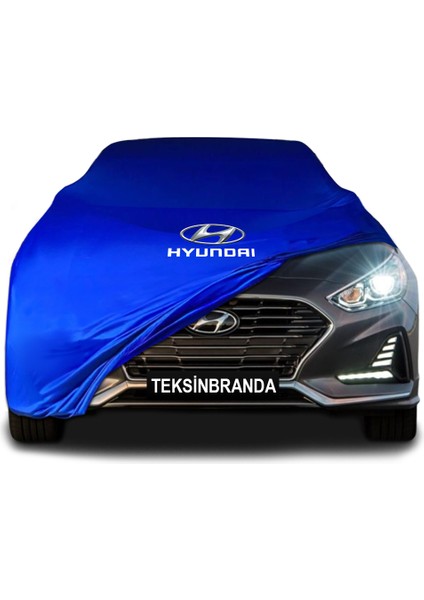Hyundai Sonata 7 (2014 - 2019) Mavi Kumaş Araba Branda Logolu Kumaş Araba Brandası Penye Oto Branda
