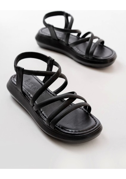 841-841 Siyah Lastikli Günlük Kadın Sandalet fiyatları
