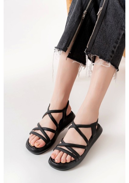 841-841 Siyah Lastikli Günlük Kadın Sandalet indirimleri