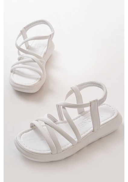 841-841 Beyaz Lastikli Günlük Kadın Sandalet fırsatları