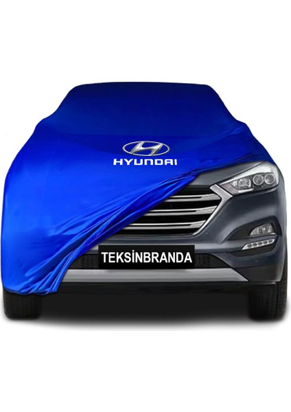 Hyundai Tucson (2015 - 2020) Mavi Kumaş Araba Branda Logolu Kumaş Araba Brandası Penye Oto Branda
