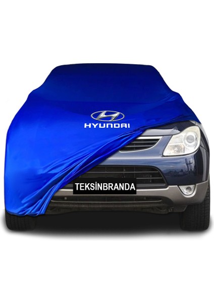 Hyundai İX55 Mavi Kumaş Araba Branda Logolu Kumaş Araba Brandası Penye Oto Branda