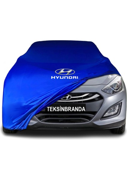 Hyundai I30 (2011 - 2017) Mavi Kumaş Araba Branda Logolu Kumaş Araba Brandası Penye Oto Branda