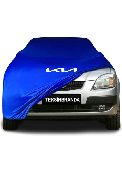 Kia Rio 2 Sedan JB(2005 - 2009) Mavi Kumaş Araba Branda Logolu Kumaş Araba Brandası Penye Oto Branda