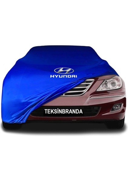 Hyundai Genesis Mavi Kumaş Araba Branda Logolu Kumaş Araba Brandası Penye Oto Branda