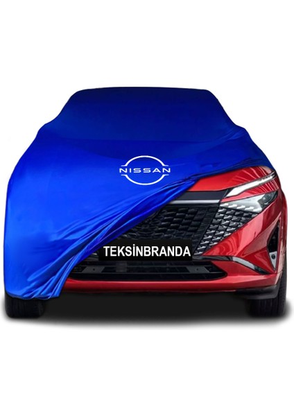 Nissan Qashqai 3 J12 (2024 - ) Mavi Kumaş Araba Branda Logolu Penye Oto Branda