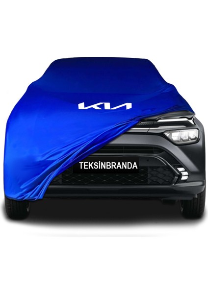 Kia Carens 4 (2022 - ) Mavi Kumaş Araba Branda Logolu Kumaş Araba Brandası Penye Oto Branda