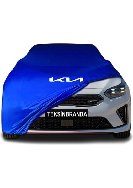 Kia Ceed 3 Hatchback (2018 - ) Mavi Kumaş Araba Branda Logolu Kumaş Araba Brandası Penye Oto Branda