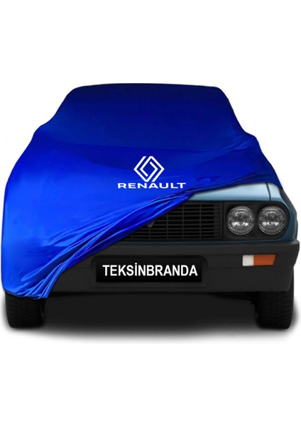 Renault 12 Toros Mavi Kumaş Araba Branda Logolu Penye Oto Branda