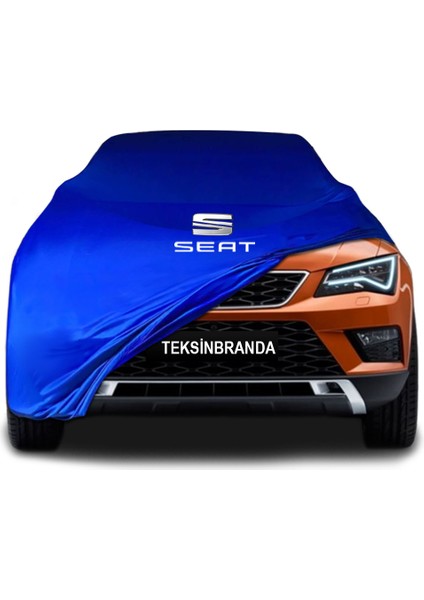 Seat Ateca Mavi Kumaş Araba Branda Logolu Kumaş Araba Brandası Penye Oto Branda
