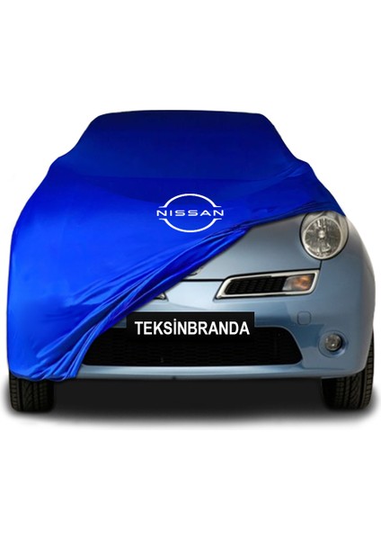 Nissan Micra (2003 - 2013) Mavi Kumaş Araba Branda Logolu Penye Oto Branda