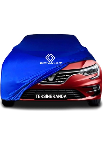Renault Megane 4 Sedan (2016 - ) Mavi Kumaş Araba Branda Logolu Penye Oto Branda