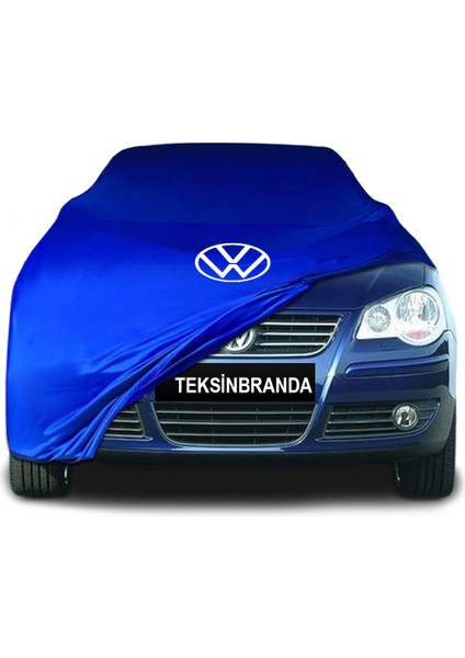 Volkswagen Polo 4 9n (2001 - 2009) Mavi Kumaş Araba Branda Logolu Kumaş Araba Brandası Penye Oto Branda