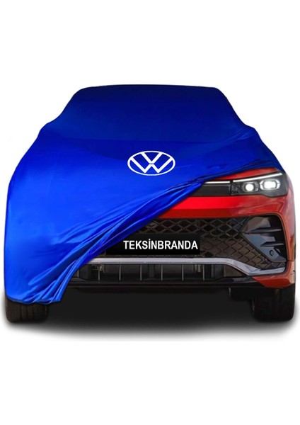 Volkswagen Tiguan x (2020 - ) Mavi Kumaş Araba Branda Logolu Kumaş Araba Brandası Penye Oto Branda