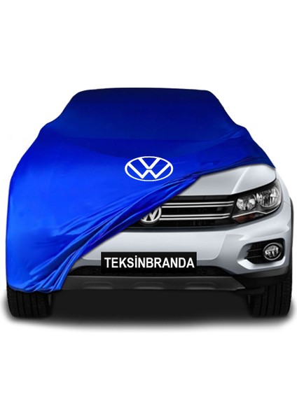 Volkswagen Tiguan 2 (2016 - 2020) Mavi Kumaş Araba Branda Logolu Kumaş Araba Brandası Penye Oto Branda