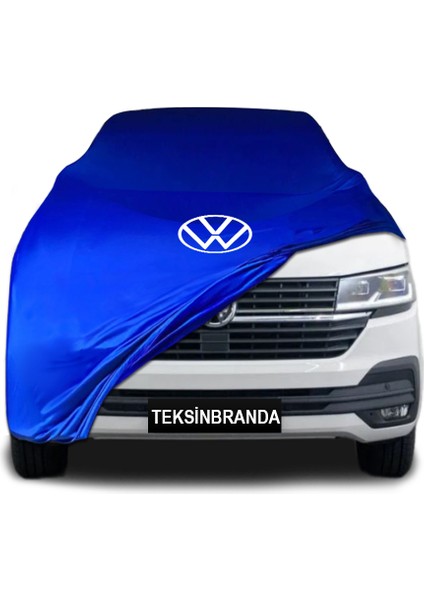 Volkswagen Caravelle T6 Uzun 2015 - 2019 Mavi Kumaş Araba Branda Logolu Kumaş Araba Brandası Penye Oto Branda