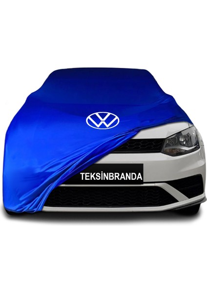 Volkswagen Polo 5 (2009 - 2017) Mavi Kumaş Araba Branda Logolu Kumaş Araba Brandası Penye Oto Branda
