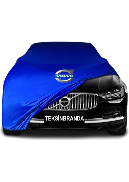 Volvo S90 Mavi Kumaş Araba Branda Logolu Kumaş Araba Brandası Penye Oto Branda