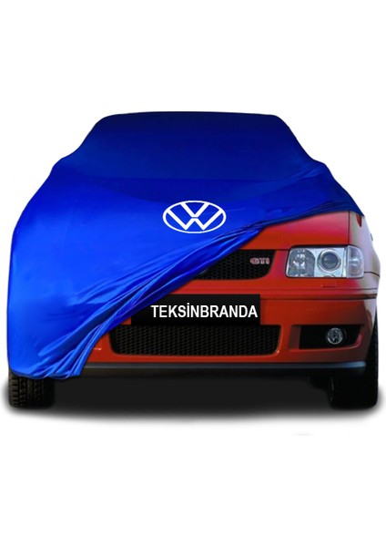 Volkswagen Polo 3 Station Wagon (1994-2000) Mavi Kumaş Araba Branda Logolu Kumaş Araba Brandası Penye Oto Branda