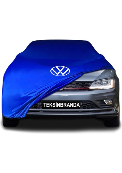 Volkswagen Jetta 6 (2010 - 2018) Mavi Kumaş Araba Branda Logolu Kumaş Araba Brandası Penye Oto Branda