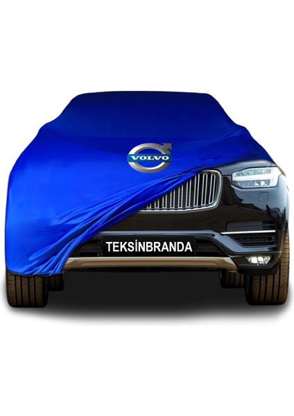 Volvo XC90 Mavi Kumaş Araba Branda Logolu Kumaş Araba Brandası Penye Oto Branda