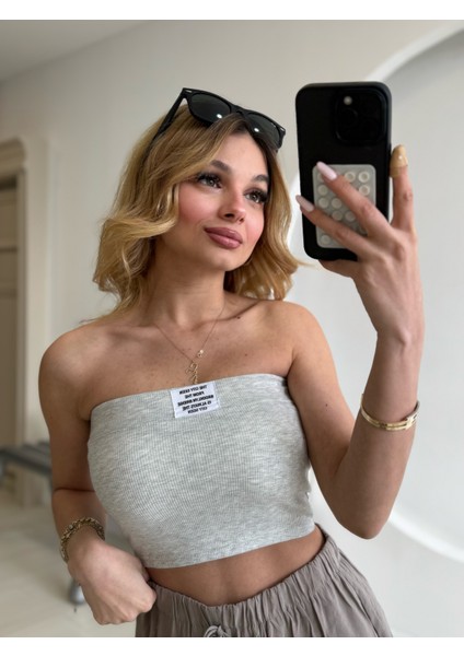 Gri Fitilli Crop indirimleri