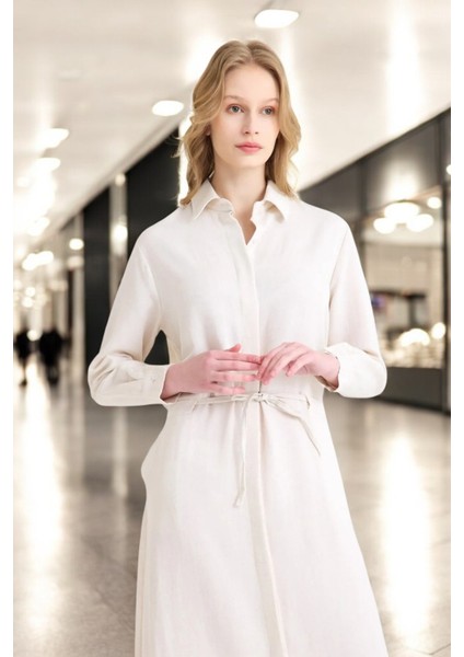 Beli Bağcıklı Günlük Rahat Keten Elbise fiyatları