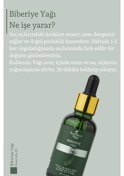 Doğal Biberiye Yağı Yıpranmış Saçlar İçin Saç Bakımı 30 ml fiyatları