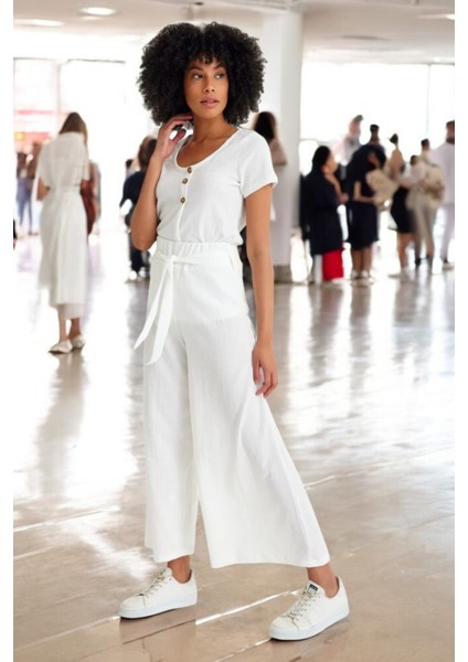 Yazlık Kemerli Şavar Pantolon