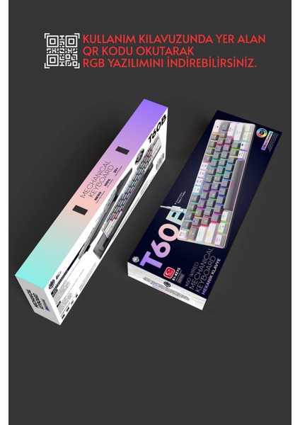 Mekanik Oyuncu Klavyesi Red Switch Rgb LED Işıklı Kablolu Gaming Klavye