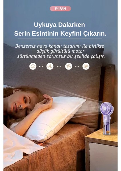 F4 Şarj Edilebilir Mini El Spreyli Fan Rüzgar Enerjisi Etkili Masaüstü Su Buharlı Vantilatör indirimleri