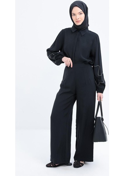 Yandan Fermuarlı Modal Geniş Paça Pantolon S77123A0