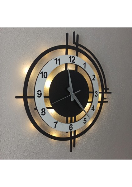 Beyaz Siyah LED Işıklı Duvar Saati | Modern Şık 40 cm Dekoratif Duvar Saati fiyatları