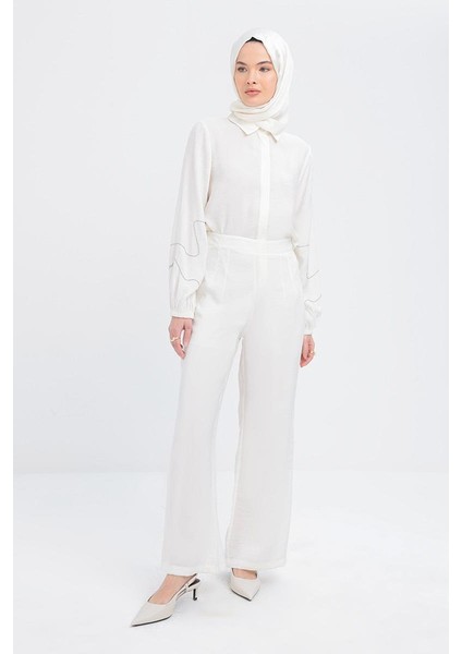 Yandan Fermuarlı Modal Geniş Paça Pantolon S77123A0 indirimleri