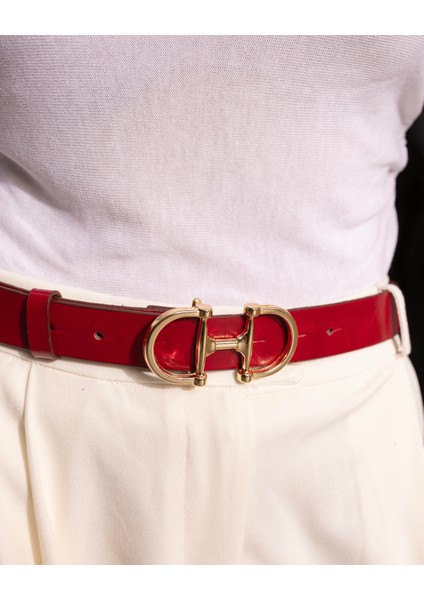 Çift Tokalı Kemer 3cm Bordo