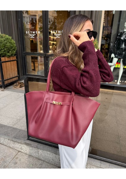 Dokulu Oversize Günlük Çanta Bordo fiyatları
