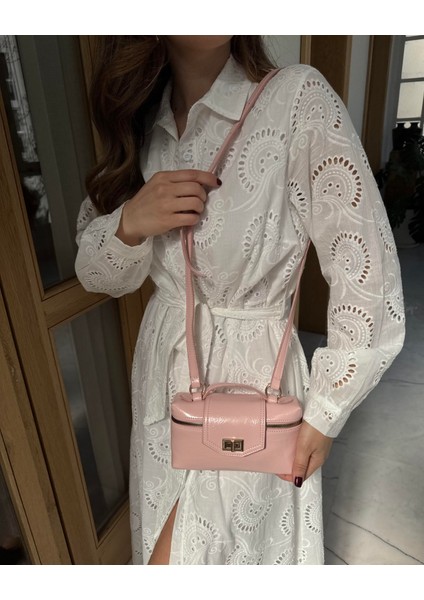 Fermuarlı Kilit Detaylı Omuz Çantası Pembe fiyatları