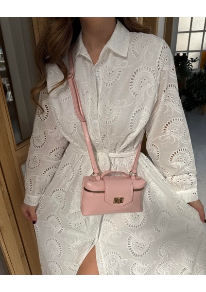 Fermuarlı Kilit Detaylı Omuz Çantası Pembe modelleri