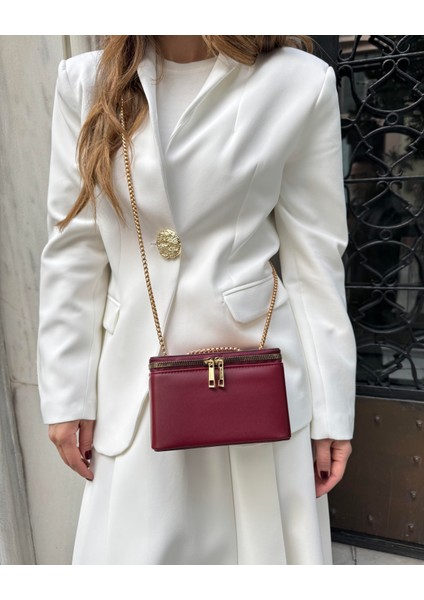 Zincirli Kutu Model Çanta Bordo