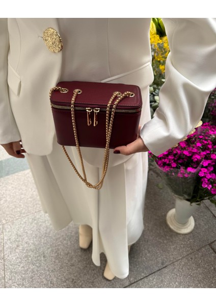 Zincirli Kutu Model Çanta Bordo fiyatları
