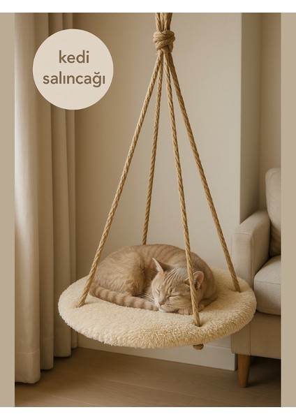 Peluş Yumuşacık Elyaf Dolgulu Yuvarlak Tabanlı Tırmalamalara Dayanıklı Jüt Ipli Kedi Salıncağı Soft Sevilen Renkler